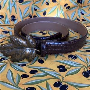 VT Talbots  croc embossed brown belt